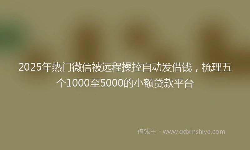 2025年热门微信被远程操控自动发借钱，梳理五个1000至5000的小额贷款平台
