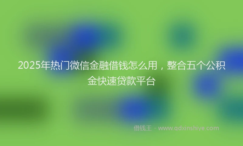 2025年热门微信金融借钱怎么用，整合五个公积金快速贷款平台