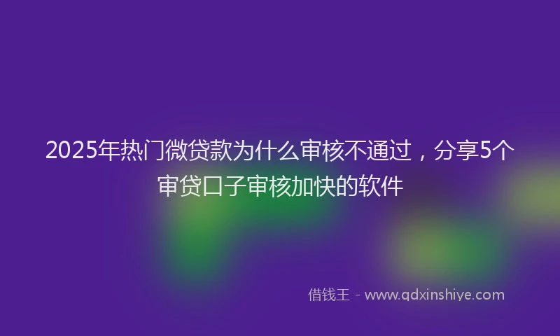 2025年热门微贷款为什么审核不通过，分享5个审贷口子审核加快的软件