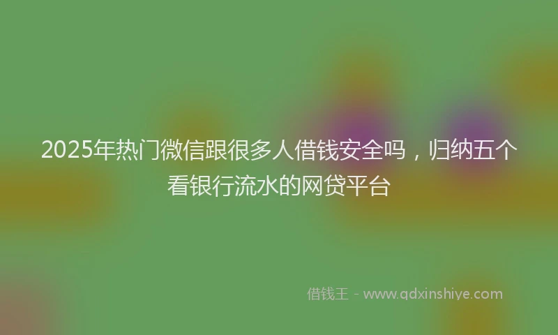 2025年热门微信跟很多人借钱安全吗，归纳五个看银行流水的网贷平台