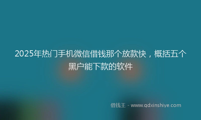 2025年热门手机微信借钱那个放款快，概括五个黑户能下款的软件