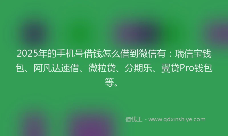 2025年的手机号借钱怎么借到微信有：瑞信宝钱包、阿凡达速借、微粒贷、分期乐、翼贷Pro钱包等。
