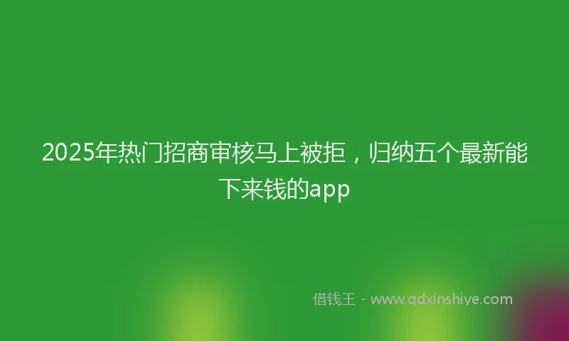 2025年热门招商审核马上被拒，归纳五个最新能下来钱的app