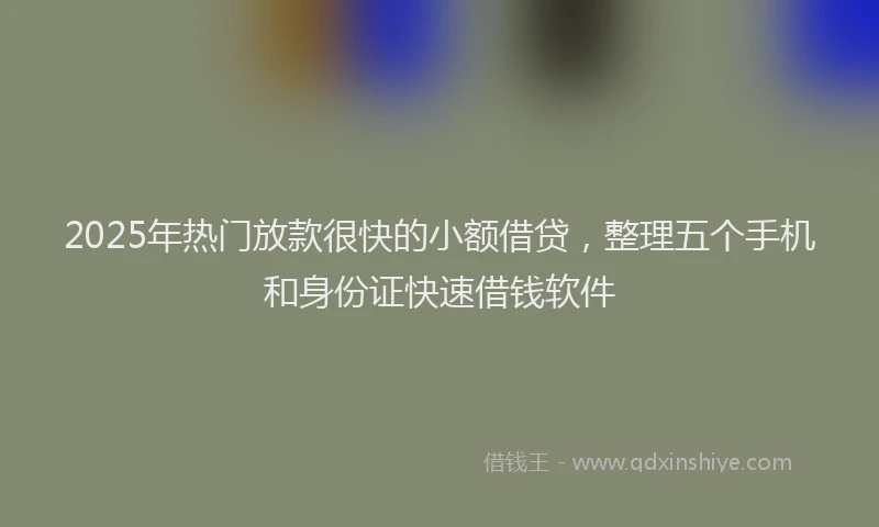 2025年热门放款很快的小额借贷，整理五个手机和身份证快速借钱软件