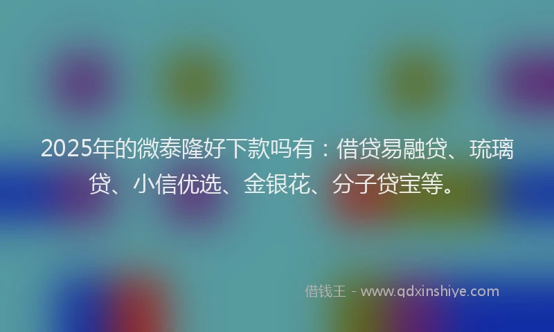 2025年的微泰隆好下款吗有：借贷易融贷、琉璃贷、小信优选、金银花、分子贷宝等。
