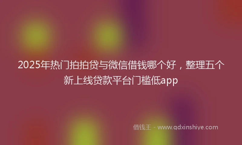 2025年热门拍拍贷与微信借钱哪个好，整理五个新上线贷款平台门槛低app
