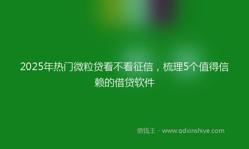 2025年热门微粒贷看不看征信，梳理5个值得信赖的借贷软件