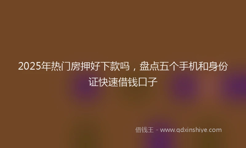 2025年热门房押好下款吗，盘点五个手机和身份证快速借钱口子