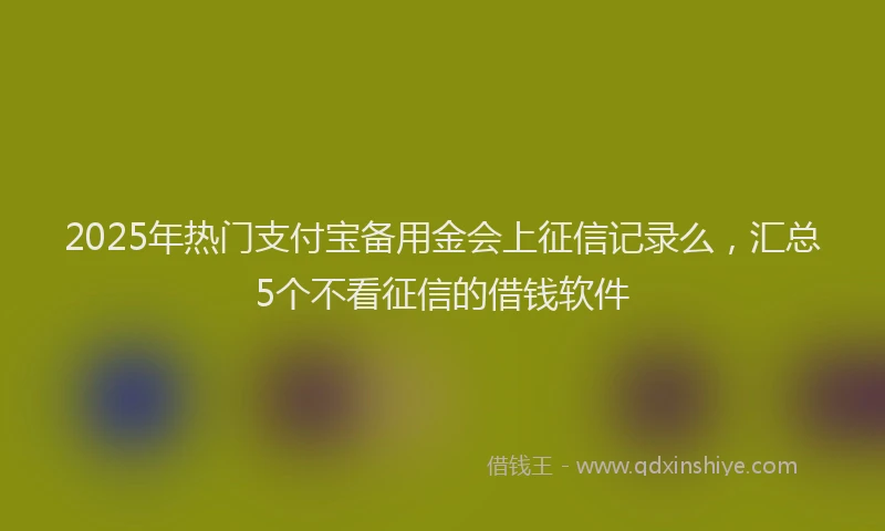 2025年热门支付宝备用金会上征信记录么，汇总5个不看征信的借钱软件