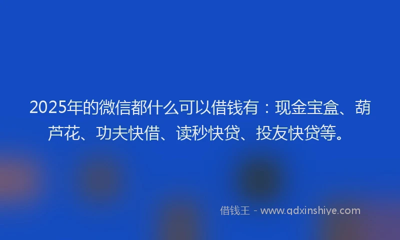 2025年的微信都什么可以借钱有：现金宝盒、葫芦花、功夫快借、读秒快贷、投友快贷等。