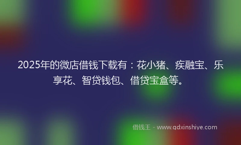 2025年的微店借钱下载有：花小猪、疾融宝、乐享花、智贷钱包、借贷宝盒等。
