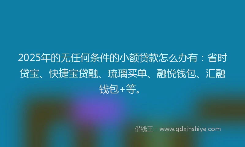 2025年的无任何条件的小额贷款怎么办有：省时贷宝、快捷宝贷融、琉璃买单、融悦钱包、汇融钱包+等。