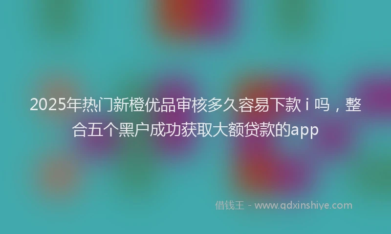 2025年热门新橙优品审核多久容易下款 i 吗，整合五个黑户成功获取大额贷款的app