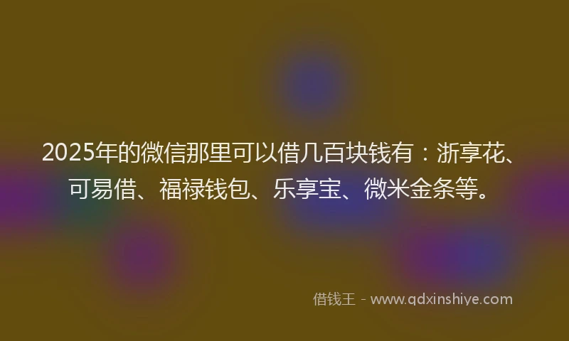 2025年的微信那里可以借几百块钱有：浙享花、可易借、福禄钱包、乐享宝、微米金条等。
