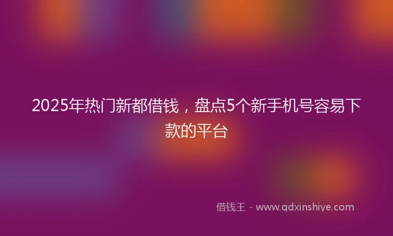 2025年热门新都借钱，盘点5个新手机号容易下款的平台