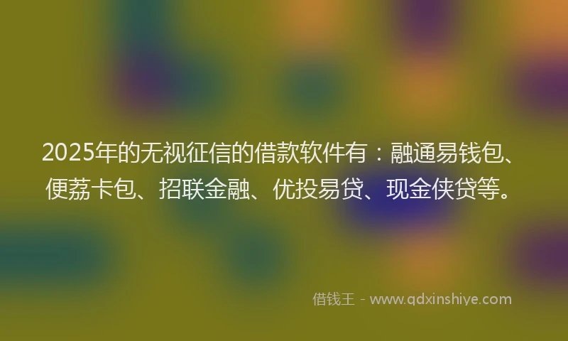 2025年的无视征信的借款软件有：融通易钱包、便荔卡包、招联金融、优投易贷、现金侠贷等。