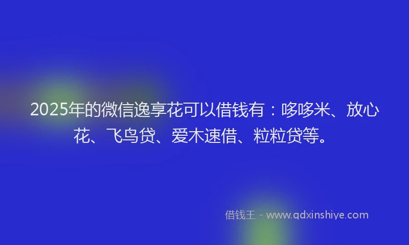 2025年的微信逸享花可以借钱有：哆哆米、放心花、飞鸟贷、爱木速借、粒粒贷等。