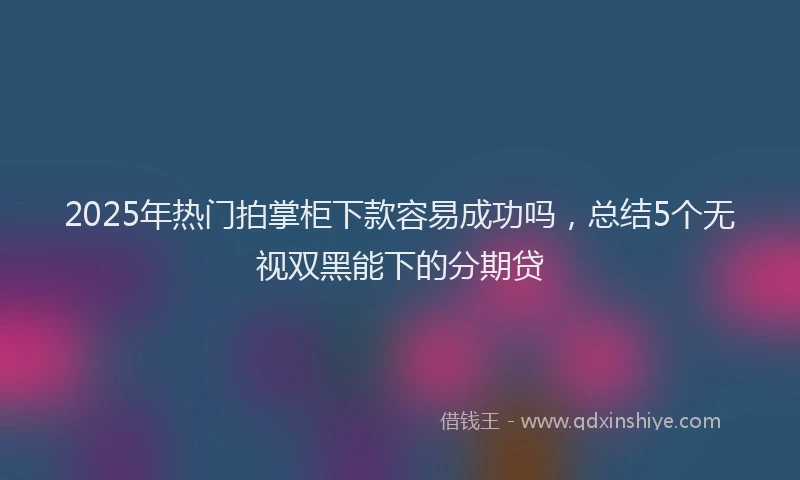 2025年热门拍掌柜下款容易成功吗，总结5个无视双黑能下的分期贷