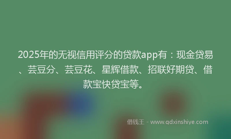 2025年的无视信用评分的贷款app有：现金贷易、芸豆分、芸豆花、星辉借款、招联好期贷、借款宝快贷宝等。