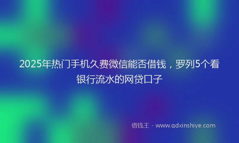 2025年热门手机久费微信能否借钱，罗列5个看银行流水的网贷口子