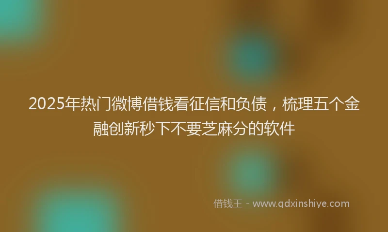 2025年热门微博借钱看征信和负债，梳理五个金融创新秒下不要芝麻分的软件