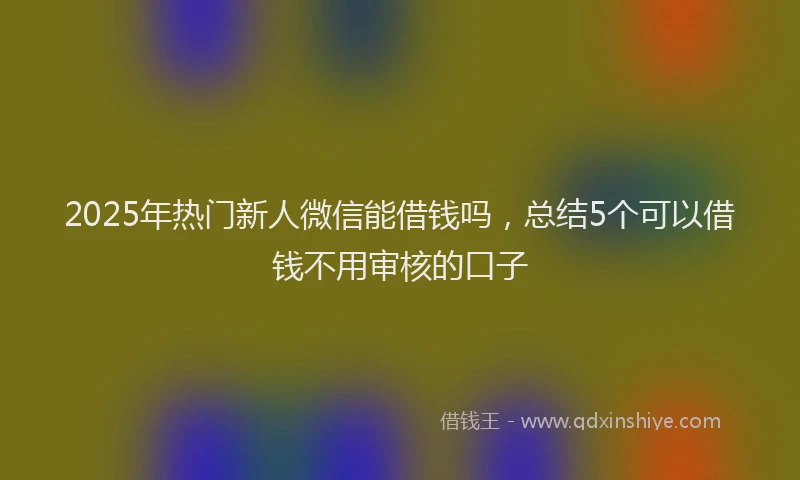 2025年热门新人微信能借钱吗，总结5个可以借钱不用审核的口子