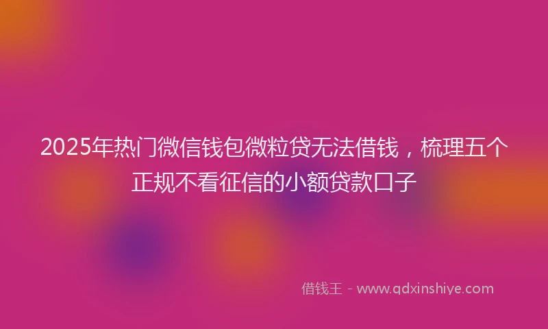 2025年热门微信钱包微粒贷无法借钱，梳理五个正规不看征信的小额贷款口子