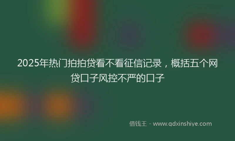 2025年热门拍拍贷看不看征信记录，概括五个网贷口子风控不严的口子