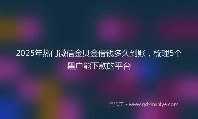 2025年热门微信金贝金借钱多久到账，梳理5个黑户能下款的平台