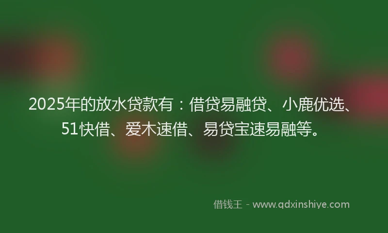 2025年的放水贷款有：借贷易融贷、小鹿优选、51快借、爱木速借、易贷宝速易融等。