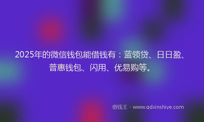 2025年的微信钱包能借钱有：蓝领贷、日日盈、普惠钱包、闪用、优易购等。