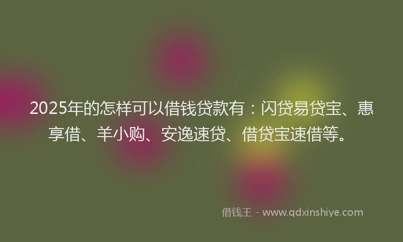 2025年的怎样可以借钱贷款有：闪贷易贷宝、惠享借、羊小购、安逸速贷、借贷宝速借等。