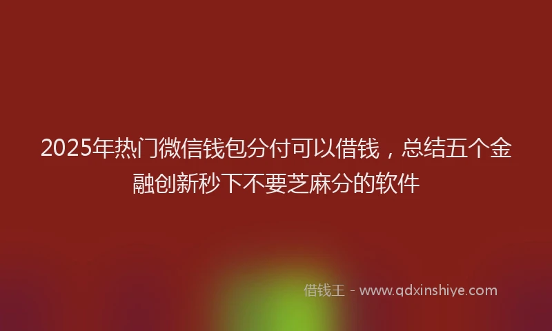 2025年热门微信钱包分付可以借钱，总结五个金融创新秒下不要芝麻分的软件