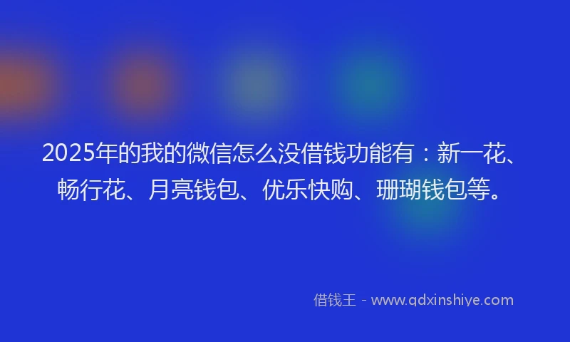 2025年的我的微信怎么没借钱功能有：新一花、畅行花、月亮钱包、优乐快购、珊瑚钱包等。