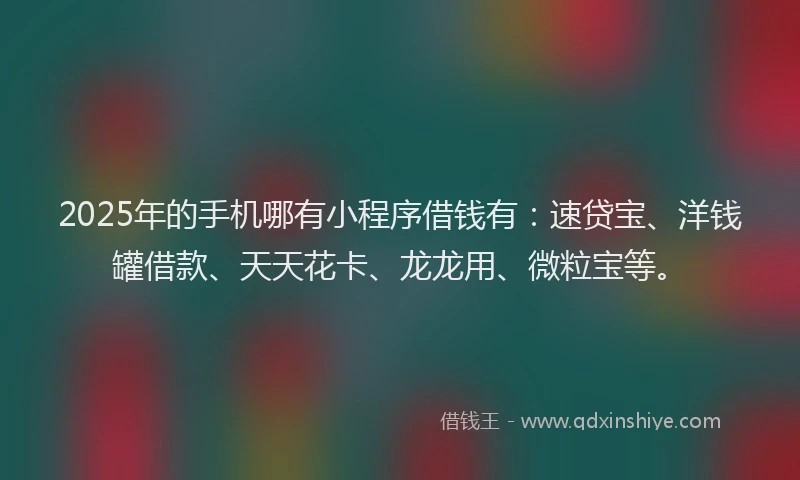 2025年的手机哪有小程序借钱有：速贷宝、洋钱罐借款、天天花卡、龙龙用、微粒宝等。
