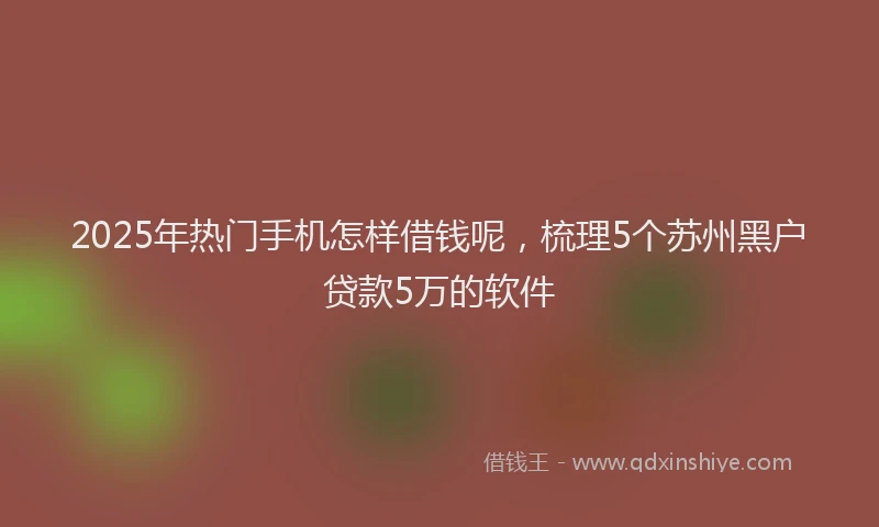 2025年热门手机怎样借钱呢，梳理5个苏州黑户贷款5万的软件