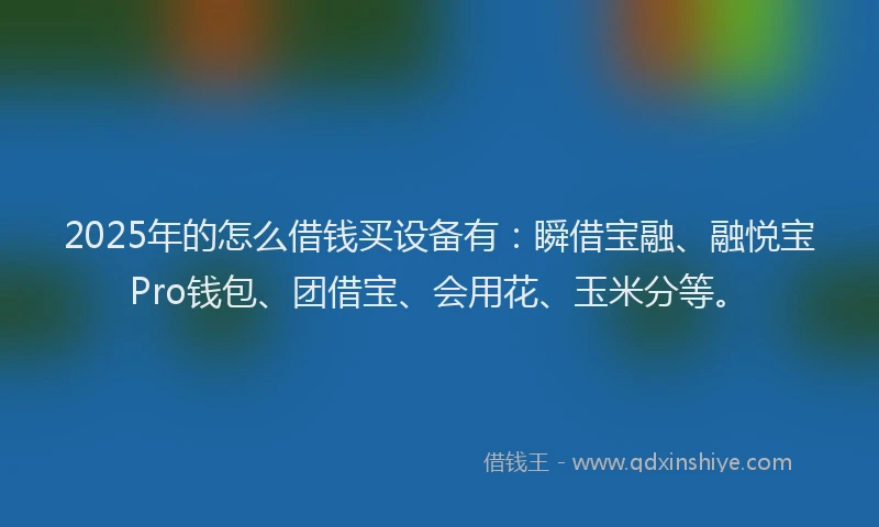 2025年的怎么借钱买设备有：瞬借宝融、融悦宝Pro钱包、团借宝、会用花、玉米分等。