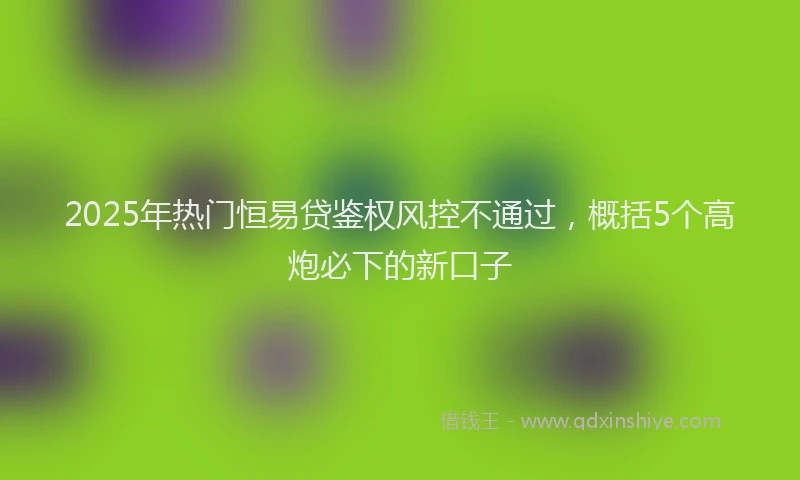 2025年热门恒易贷鉴权风控不通过，概括5个高炮必下的新口子
