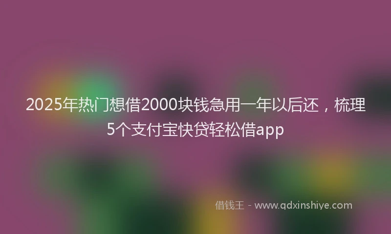 2025年热门想借2000块钱急用一年以后还，梳理5个支付宝快贷轻松借app