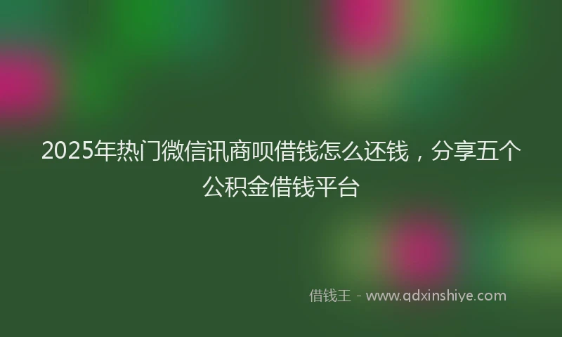 2025年热门微信讯商呗借钱怎么还钱，分享五个公积金借钱平台