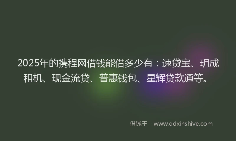 2025年的携程网借钱能借多少有：速贷宝、玥成租机、现金流贷、普惠钱包、星辉贷款通等。