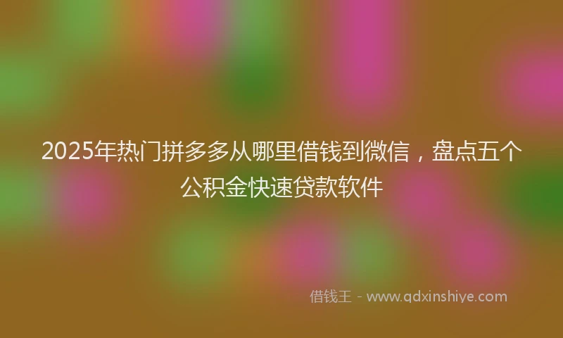 2025年热门拼多多从哪里借钱到微信，盘点五个公积金快速贷款软件