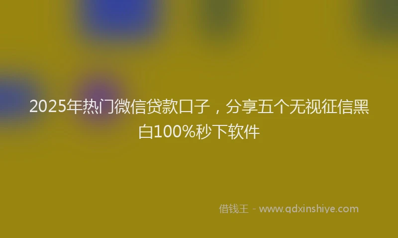 2025年热门微信贷款口子，分享五个无视征信黑白100%秒下软件