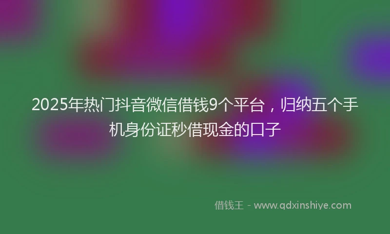2025年热门抖音微信借钱9个平台，归纳五个手机身份证秒借现金的口子