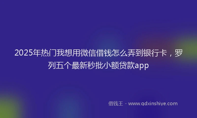 2025年热门我想用微信借钱怎么弄到银行卡，罗列五个最新秒批小额贷款app
