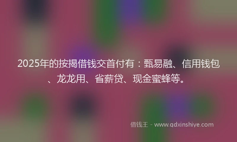 2025年的按揭借钱交首付有：甄易融、信用钱包、龙龙用、省薪贷、现金蜜蜂等。