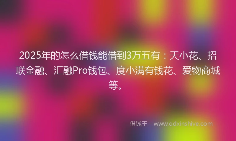 2025年的怎么借钱能借到3万五有：天小花、招联金融、汇融Pro钱包、度小满有钱花、爱物商城等。