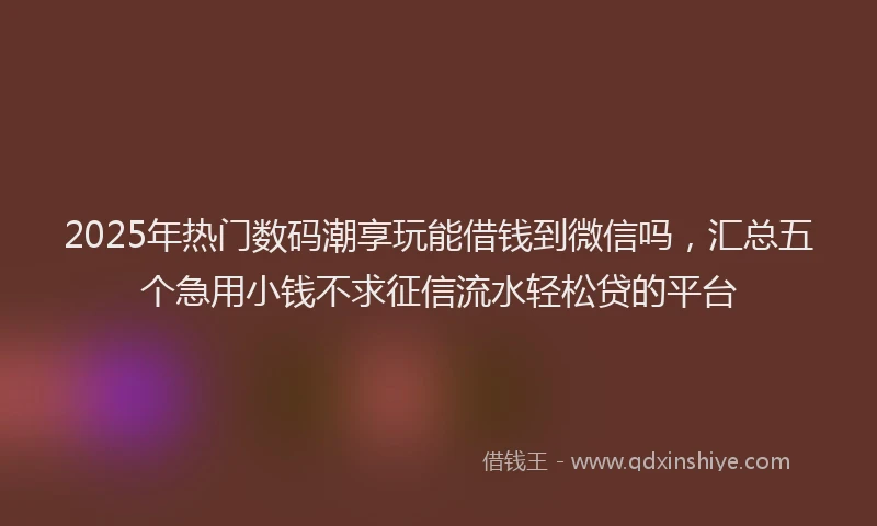 2025年热门数码潮享玩能借钱到微信吗，汇总五个急用小钱不求征信流水轻松贷的平台