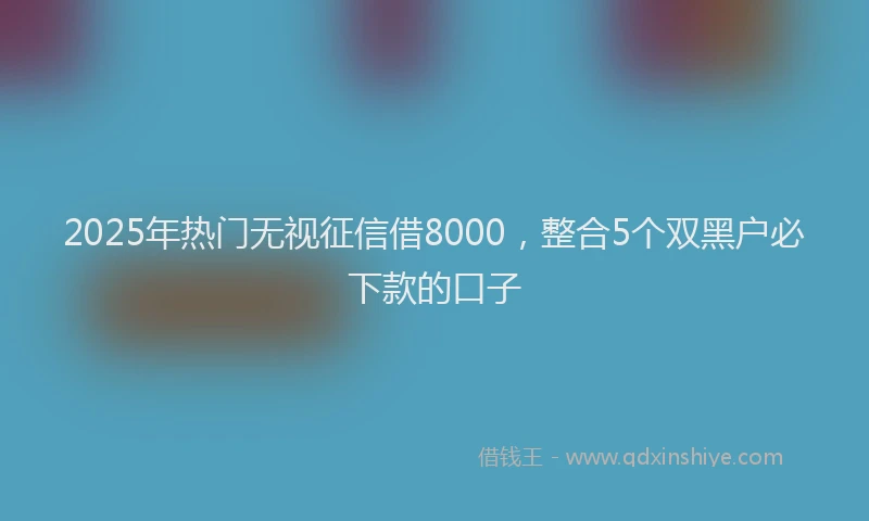 2025年热门无视征信借8000，整合5个双黑户必下款的口子