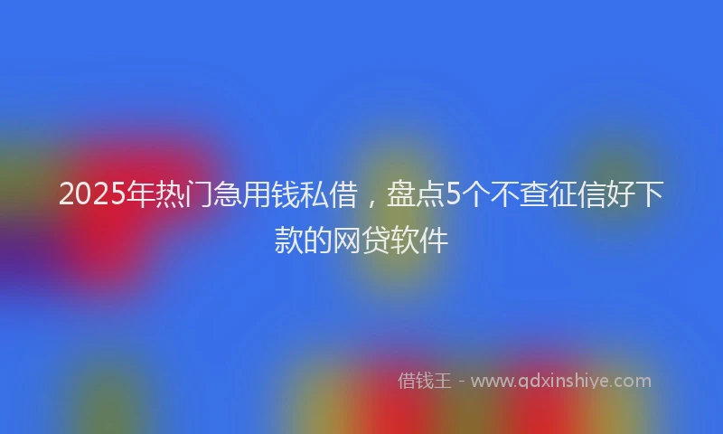 2025年热门急用钱私借，盘点5个不查征信好下款的网贷软件
